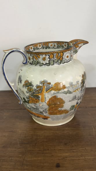 Jarro Mason's Patent Ironstone — Padrão "Double Landscape" / Chinoiserie, C. 1840