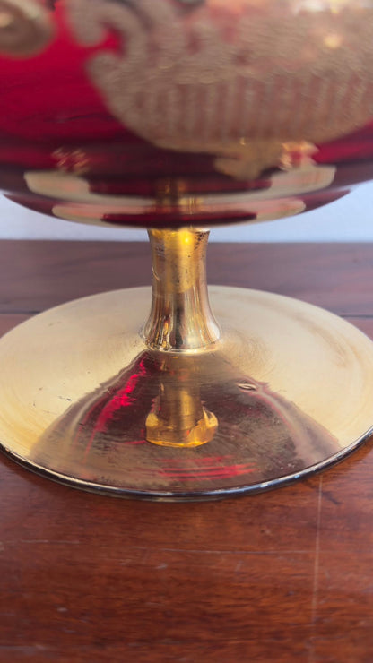 Bombonière em Vidro Boémio Dourado com Tampa