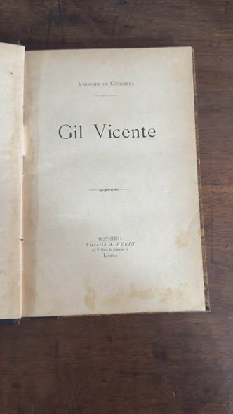 Folha de rosto – Gil Vicente, Visconde de Ouguela, depósito Livraria Ferin, Lisboa