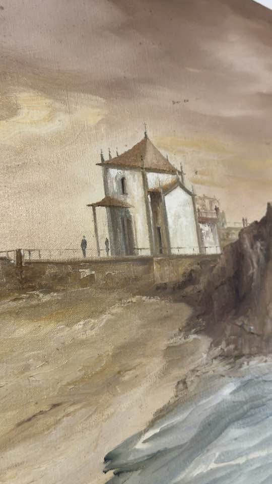 Vista geral da pintura a óleo da Capela do Senhor da Pedra em Miramar – C. Teixeira