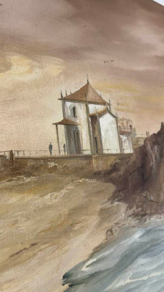Vista geral da pintura a óleo da Capela do Senhor da Pedra em Miramar – C. Teixeira