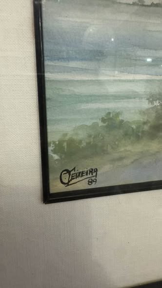Pintura Original a Aguarela "Paisagem de Rio" - Teixeira