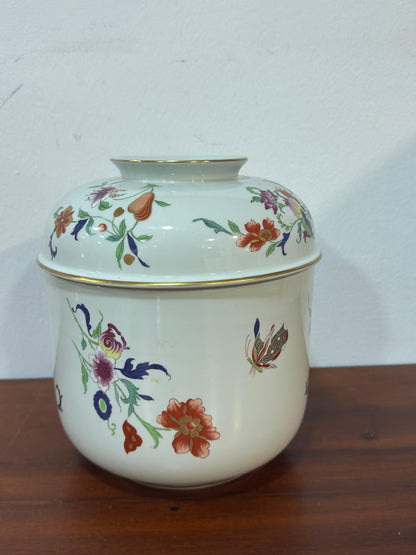Pote de Porcelana Vista Alegre com Tampa - Decoração Floral Pintada à Mão