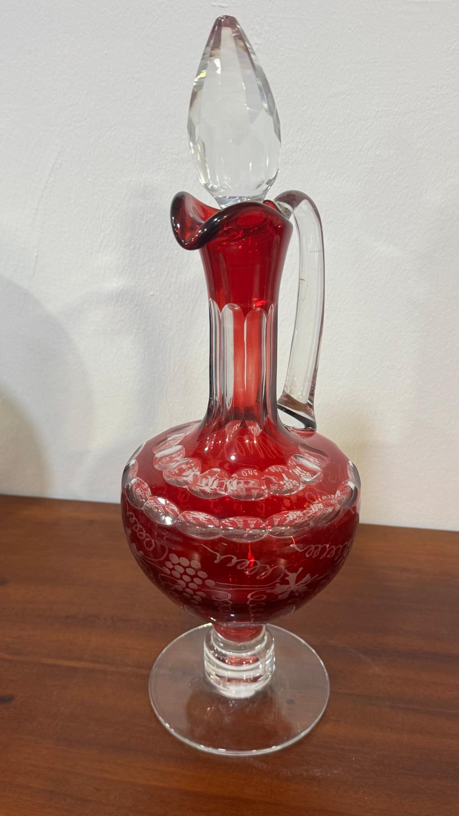 Licoreira em Cristal Vermelho – Estilo Baccarat Harcourt