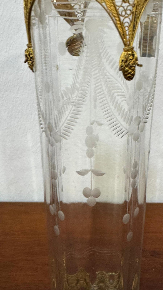 Copo Decorativo Vintage em Cristal Lapidado com Montagem em Prata Contrastada – Portugal, c. 1950