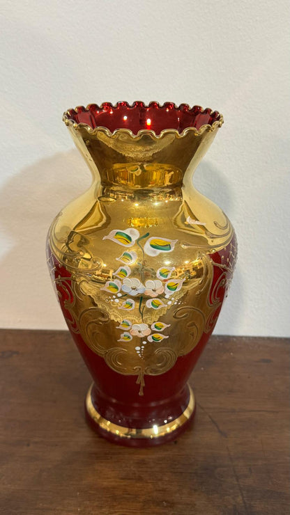 Murano Art Glass Vase – Bohemian/Venetian Style | Vintage Piece