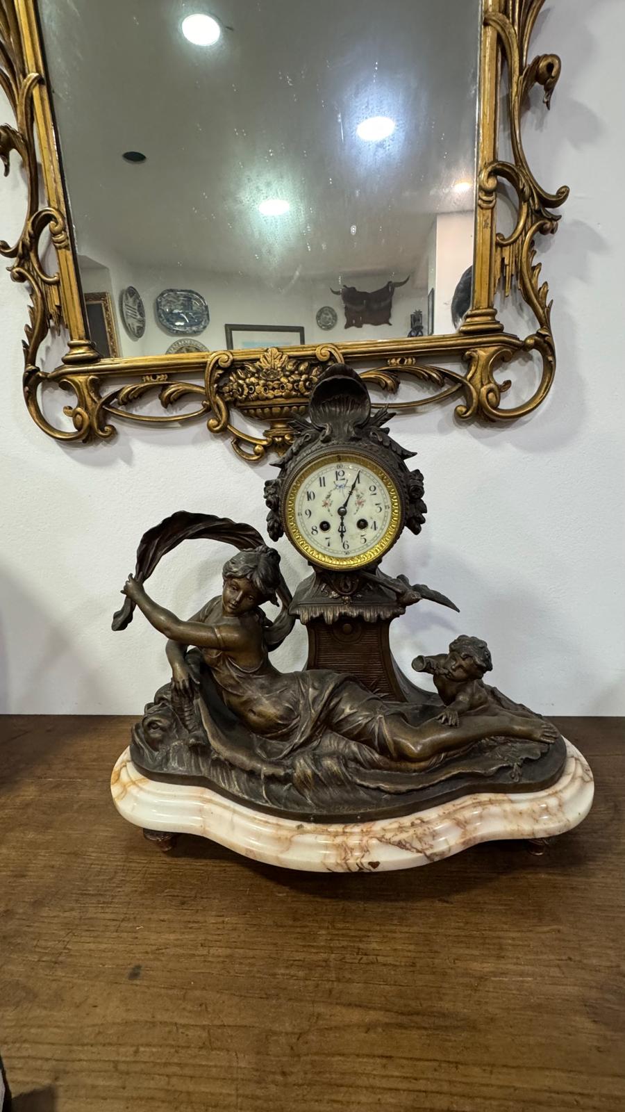 Relógio de Lareira Antigo – Bronze Atribuído – Estilo Napoleão III