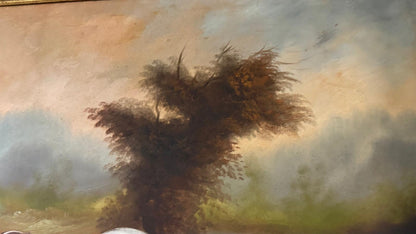 Pintura a Óleo – Cães de Caça em Paisagem Natural