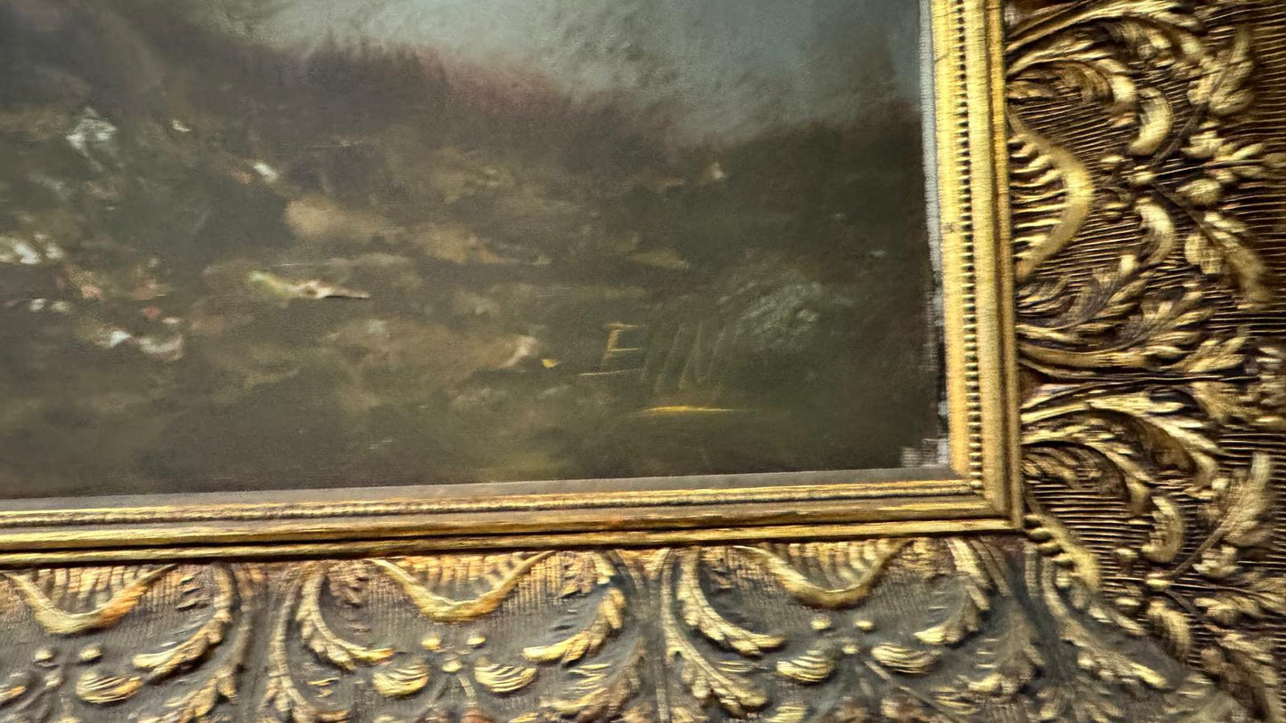 Pintura a Óleo – Cães de Caça em Paisagem Natural