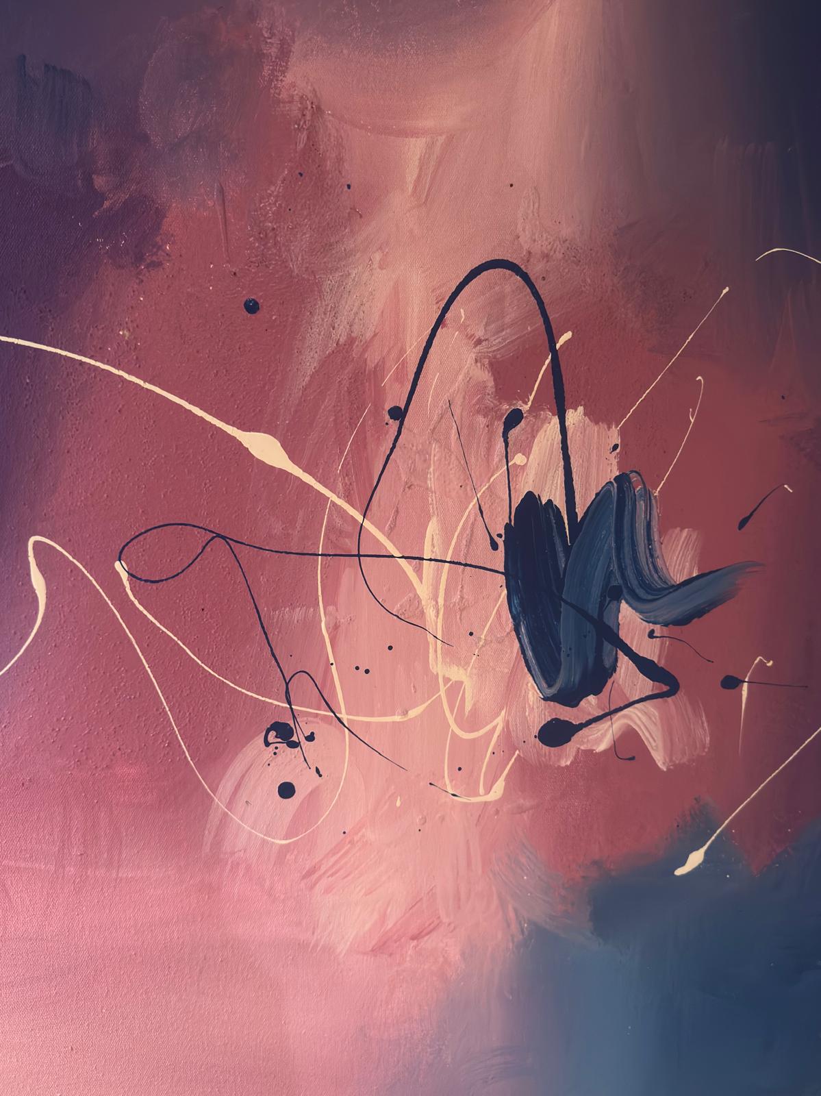 Comillo - Pintura Abstrata Contemporânea em Rosa e Azul