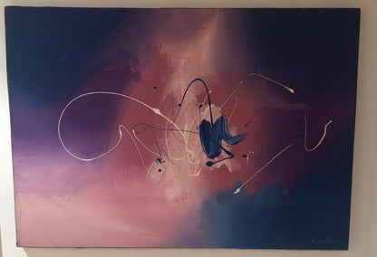 Comillo - Pintura Abstrata Contemporânea em Rosa e Azul