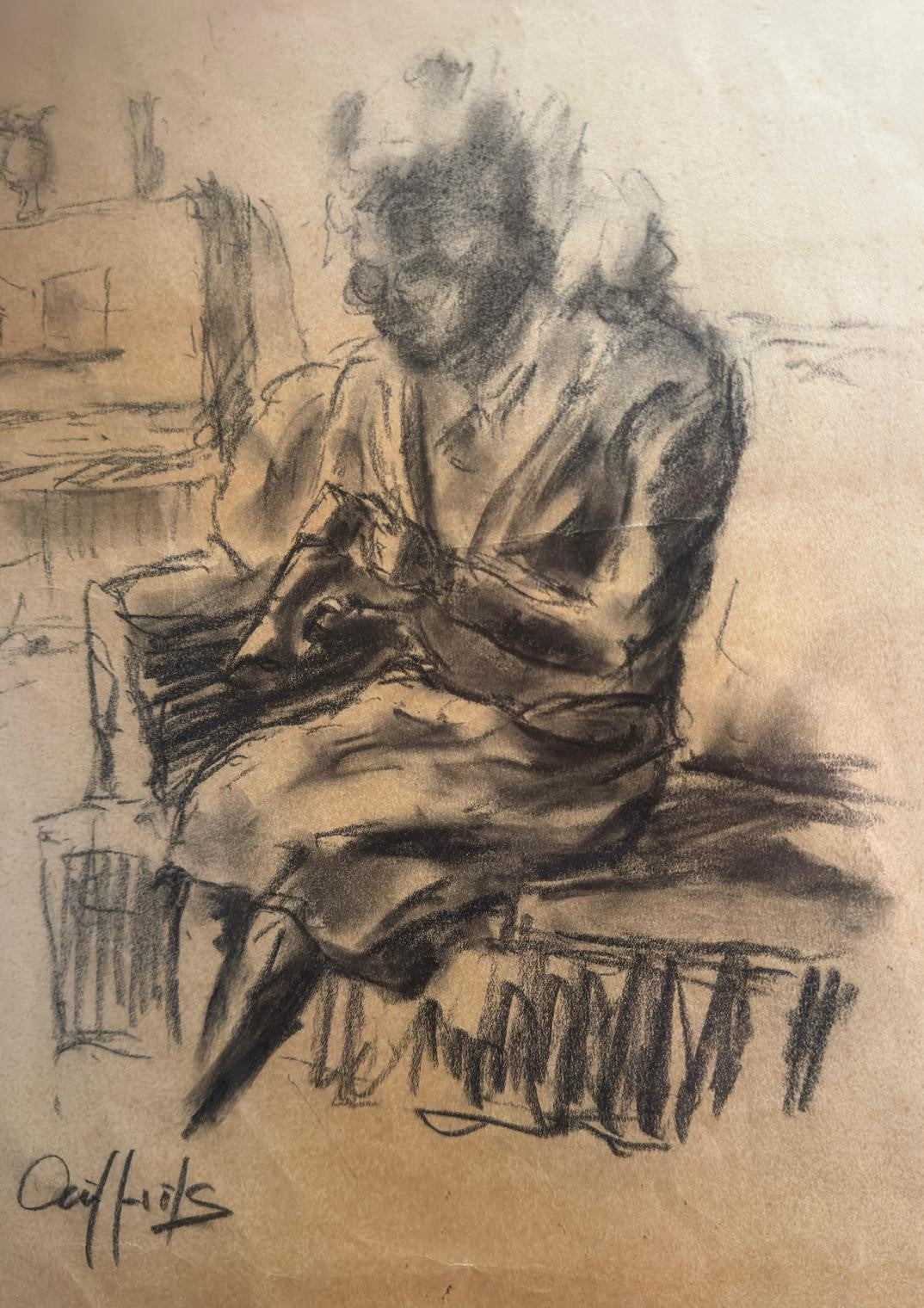 Caffuts - Desenho Original "Figura Sentada"