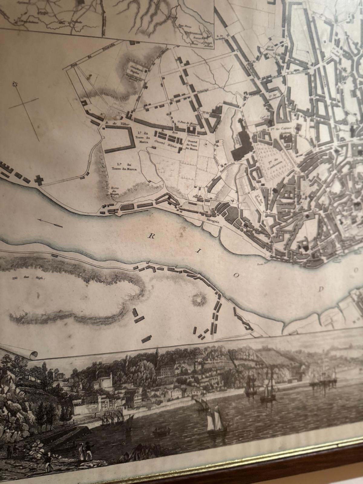 Mapa Histórico do Porto - Planta e Vista da Cidade (Gravura Antiga)