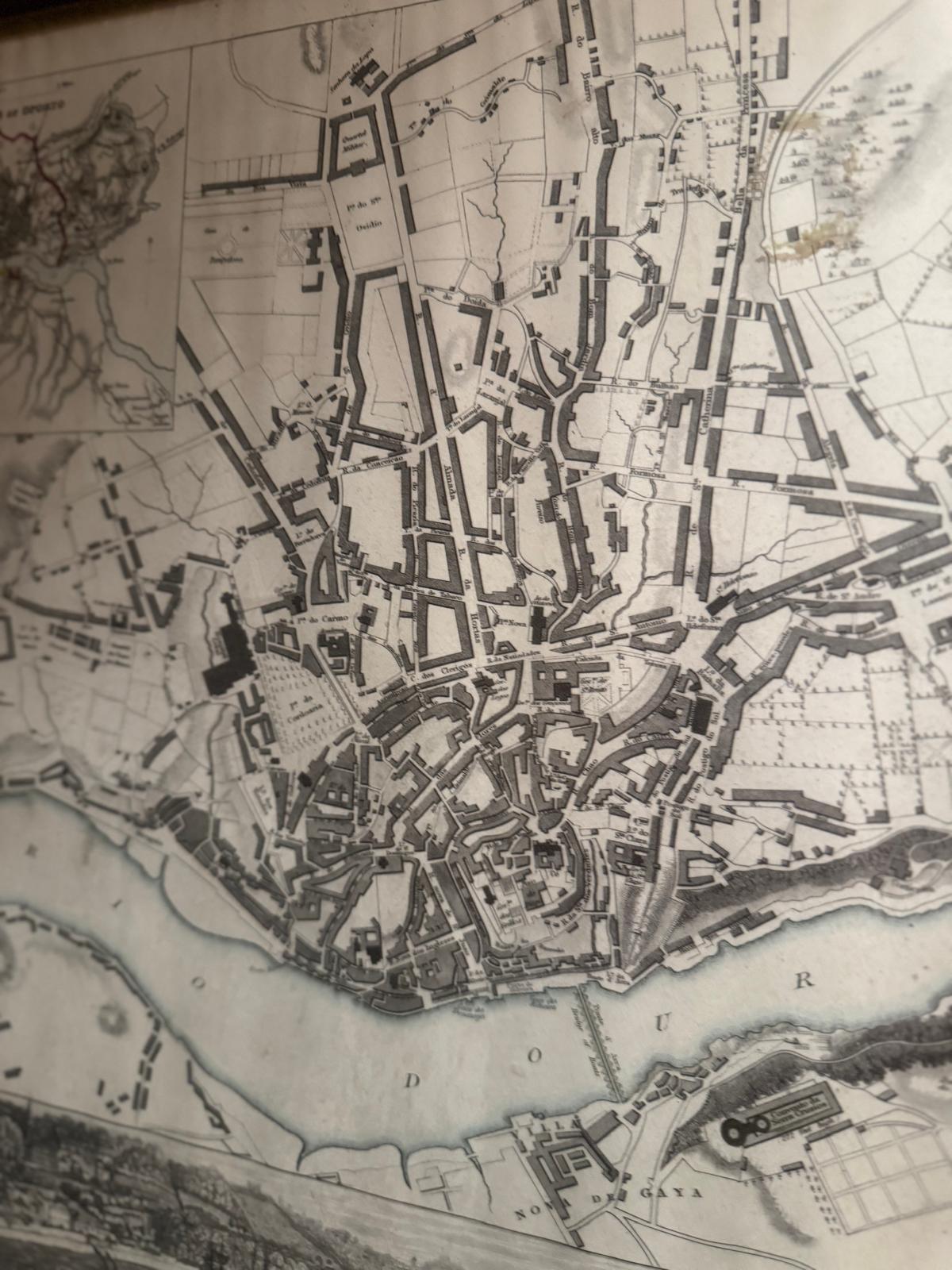Mapa Histórico do Porto - Planta e Vista da Cidade (Gravura Antiga)
