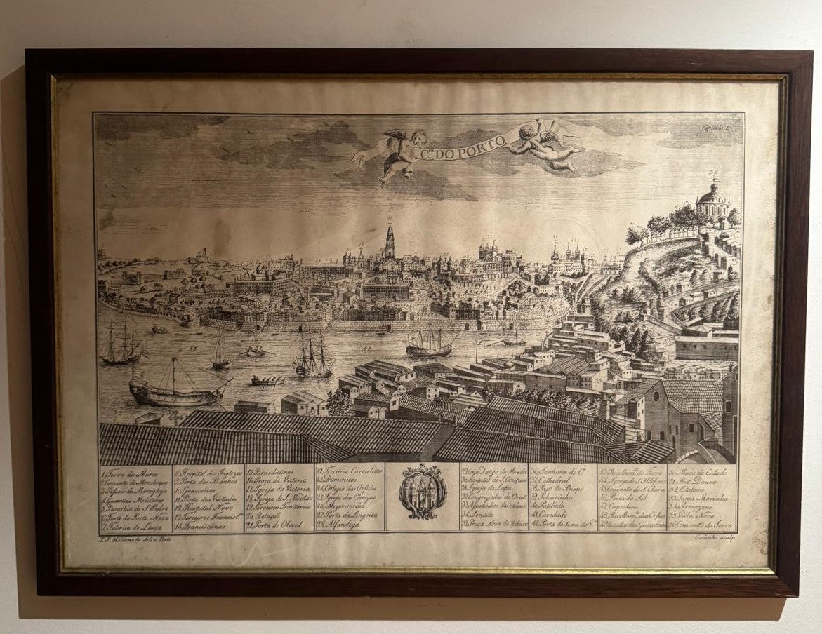 Mapa Histórico do Porto - Planta e Vista da Cidade (Gravura Antiga)
