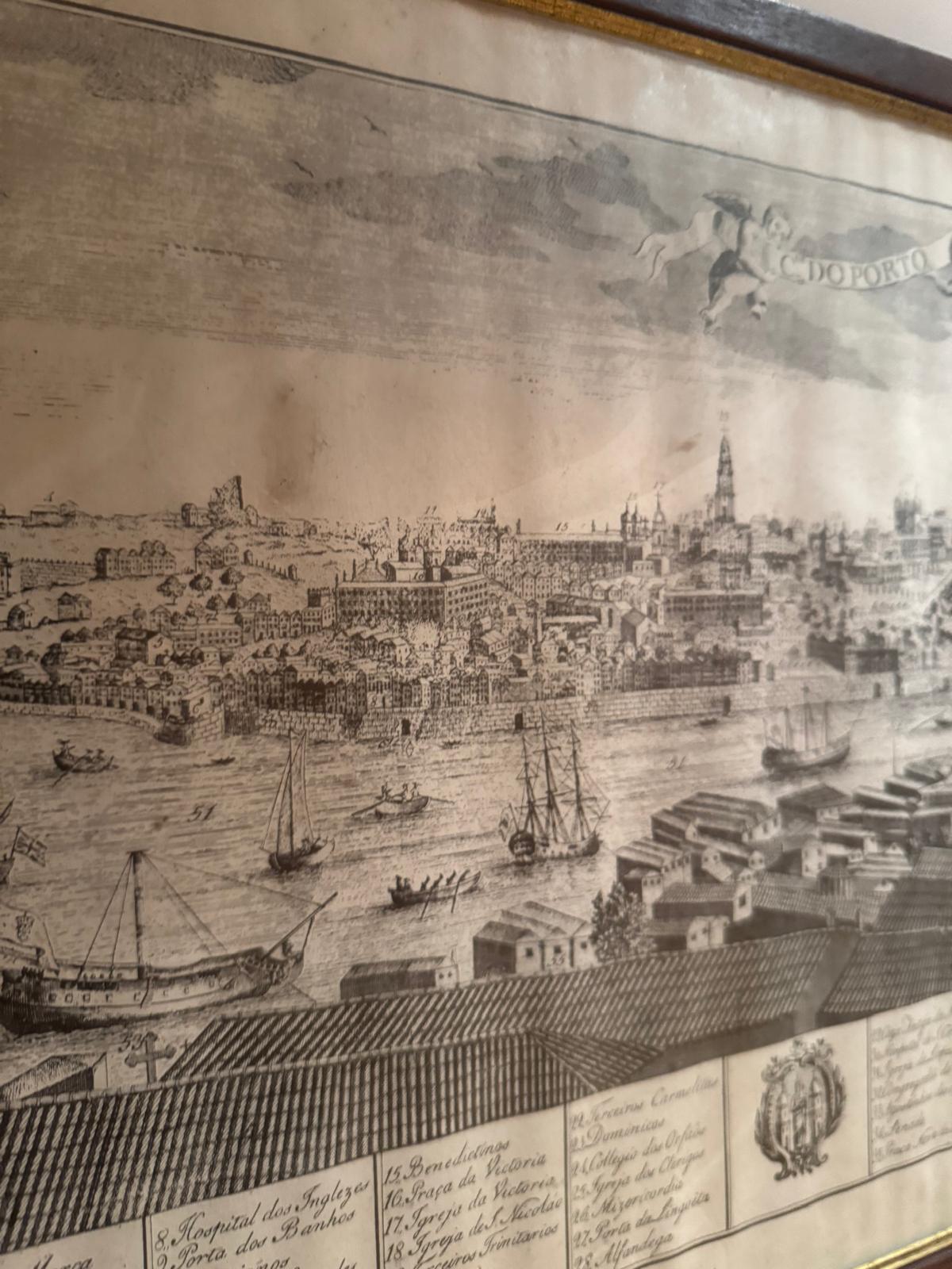 Mapa Histórico do Porto - Planta e Vista da Cidade (Gravura Antiga)