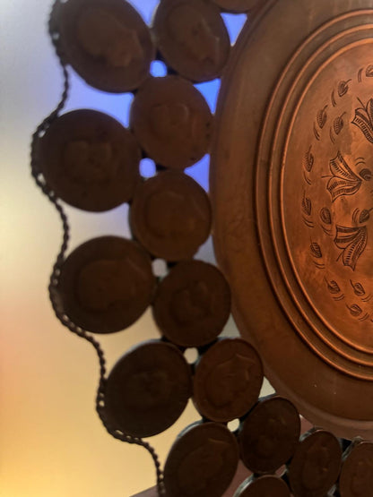 Bandeja Decorativa Cobre com Moedas 20 Réis - D. Carlos I e D. Luís I