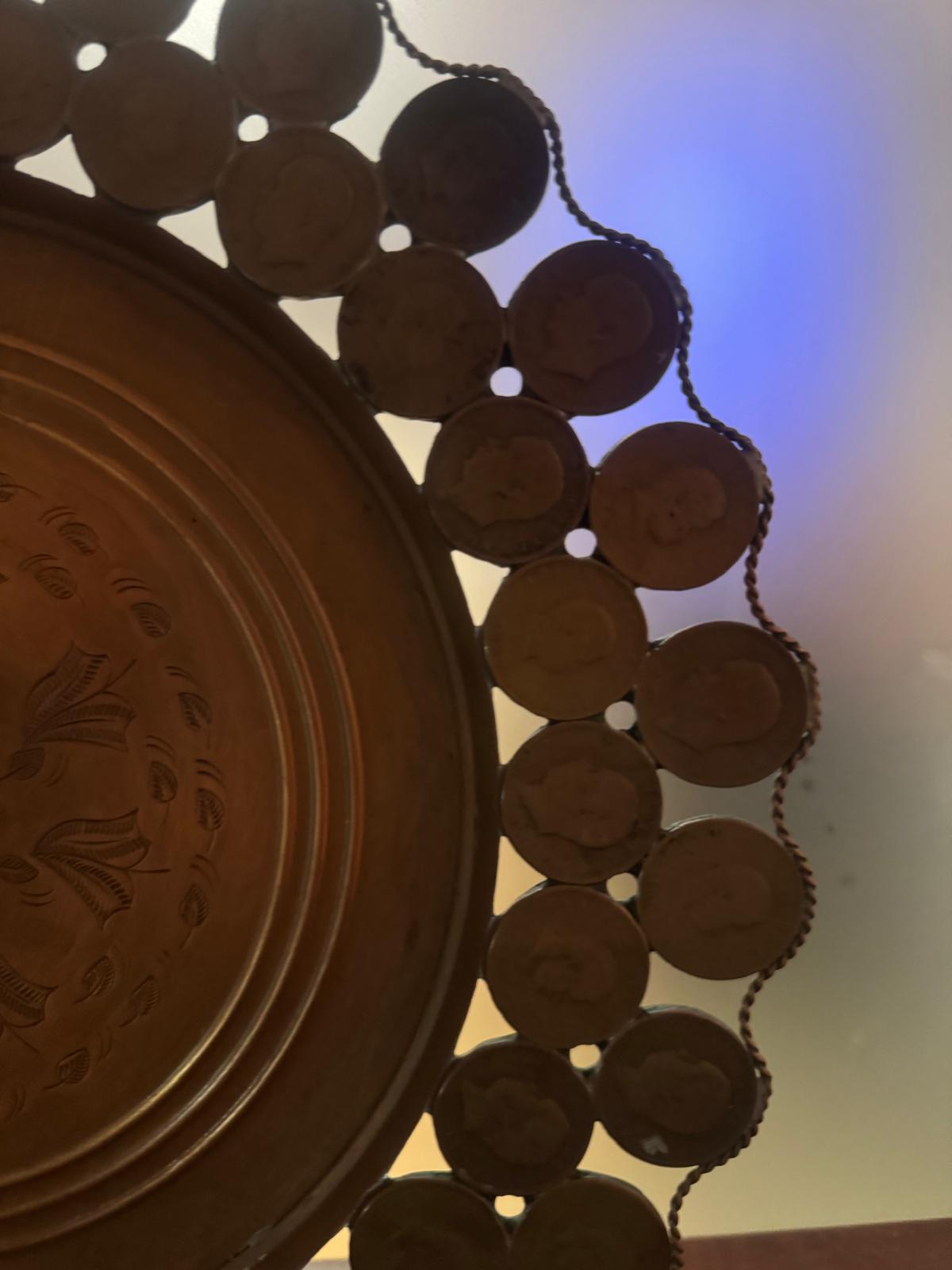 Bandeja Decorativa Cobre com Moedas 20 Réis - D. Carlos I e D. Luís I