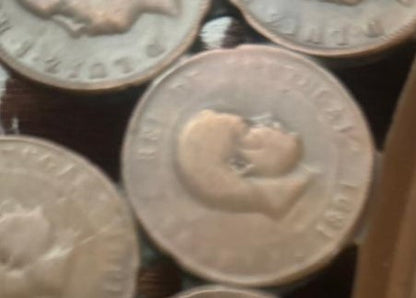 Bandeja Decorativa Cobre com Moedas 20 Réis - D. Carlos I e D. Luís I