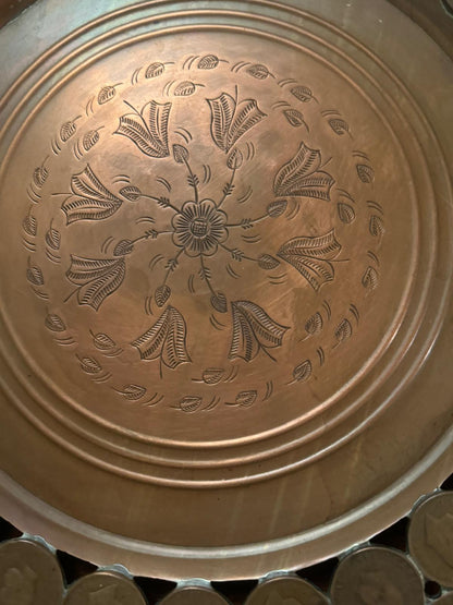 Bandeja Decorativa Cobre com Moedas 20 Réis - D. Carlos I e D. Luís I