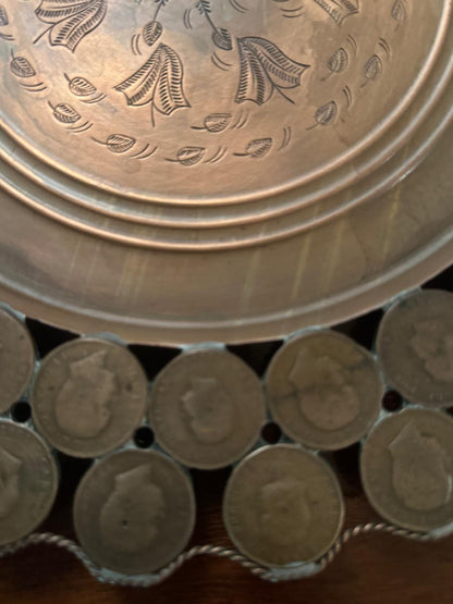 Bandeja Decorativa Cobre com Moedas 20 Réis - D. Carlos I e D. Luís I