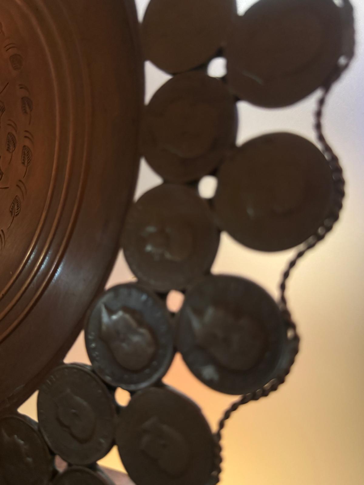 Bandeja Decorativa Cobre com Moedas 20 Réis - D. Carlos I e D. Luís I