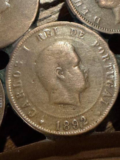 Bandeja Decorativa Cobre com Moedas 20 Réis - D. Carlos I e D. Luís I