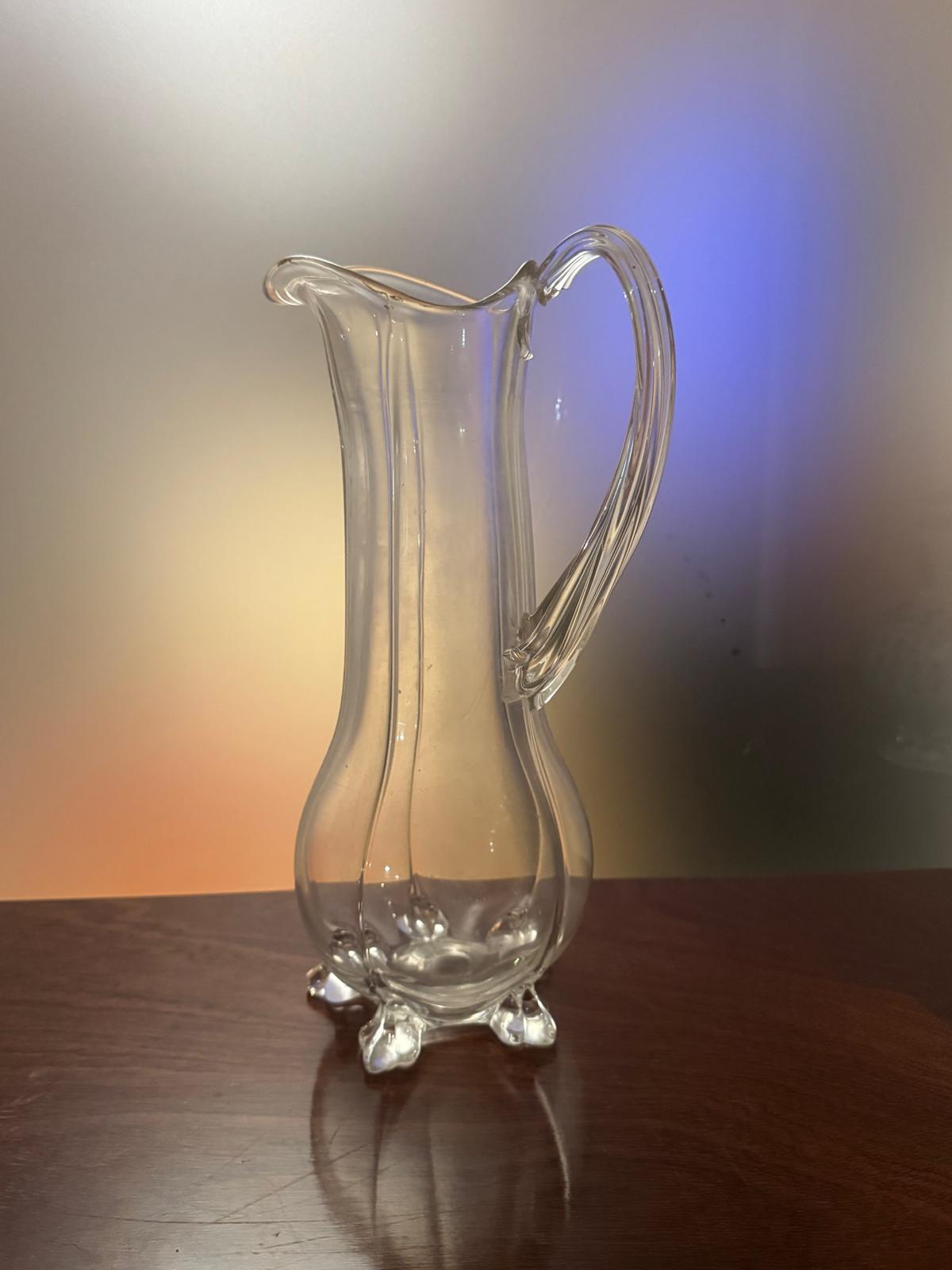 Jarra Trauliteira Vidro Transparente com Três Pés - Vintage Português