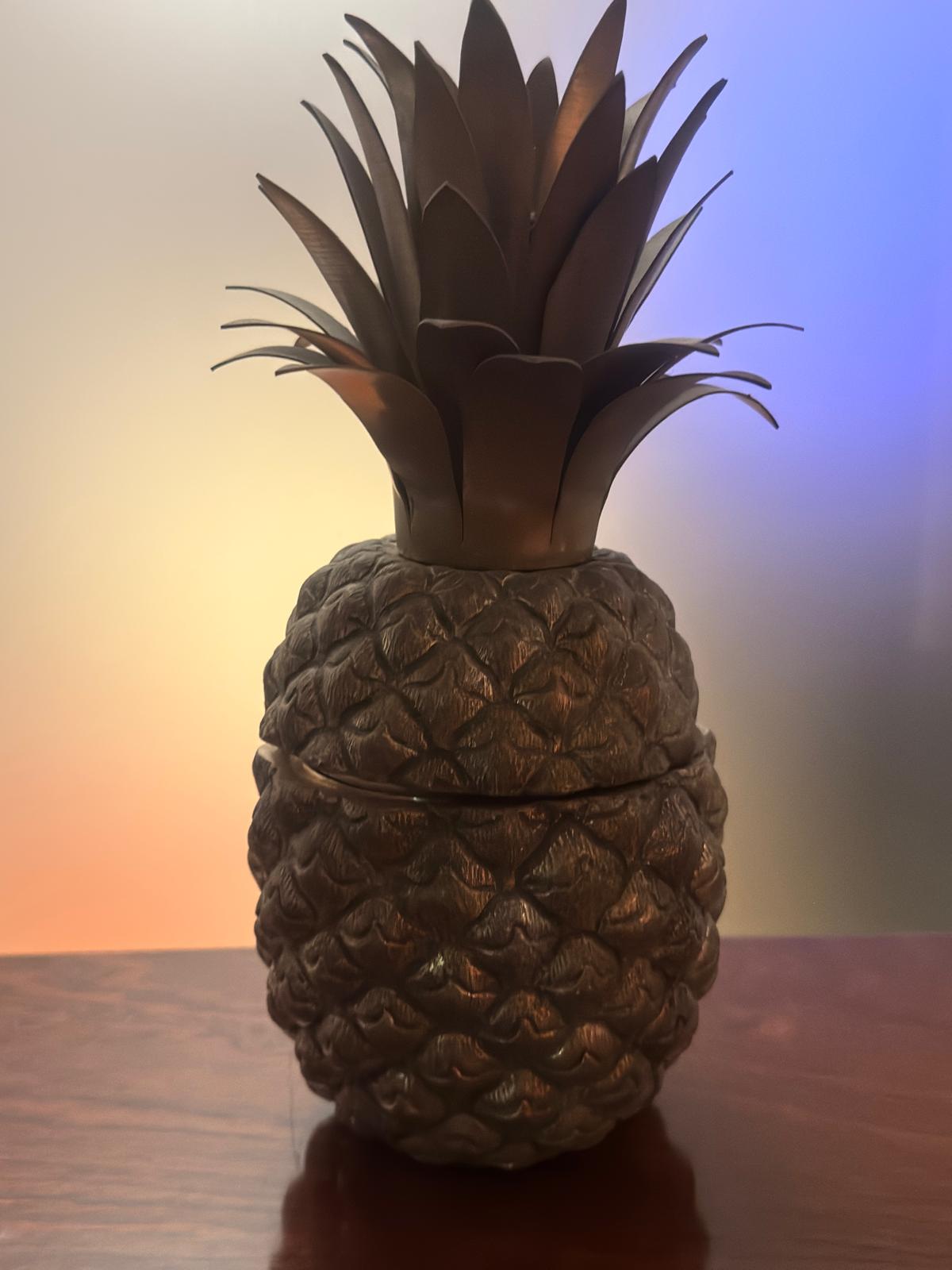 Balde de Gelo Ananás em Metal Prateado - Design Tropical Vintage