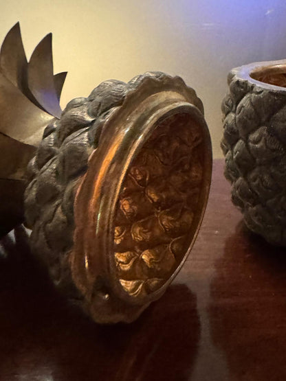 Balde de Gelo Ananás em Metal Prateado - Design Tropical Vintage