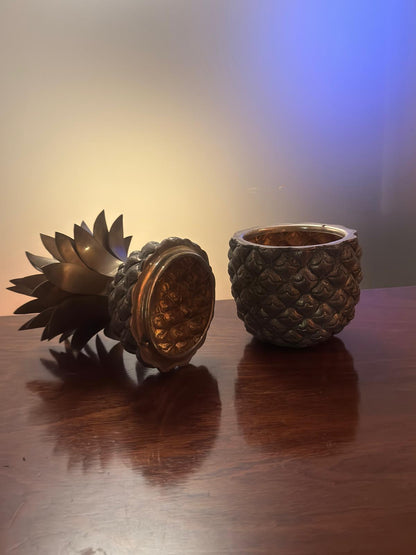 Balde de Gelo Ananás em Metal Prateado - Design Tropical Vintage