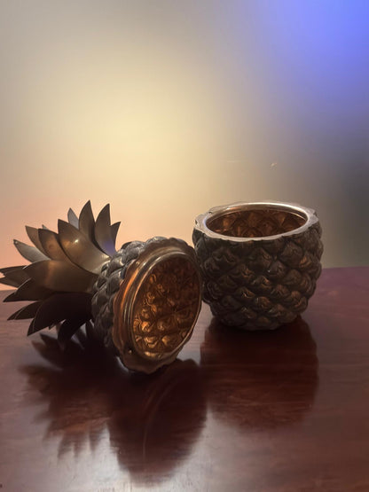Balde de Gelo Ananás em Metal Prateado - Design Tropical Vintage