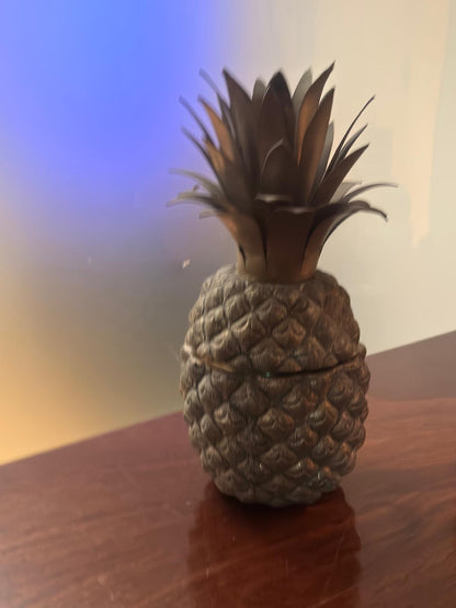 Balde de Gelo Ananás em Metal Prateado - Design Tropical Vintage