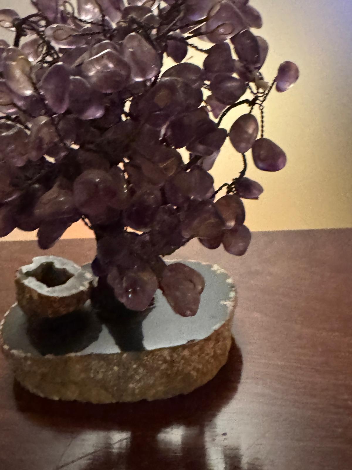 Árvore Decorativa Ametista Natural com Base em Geodo
