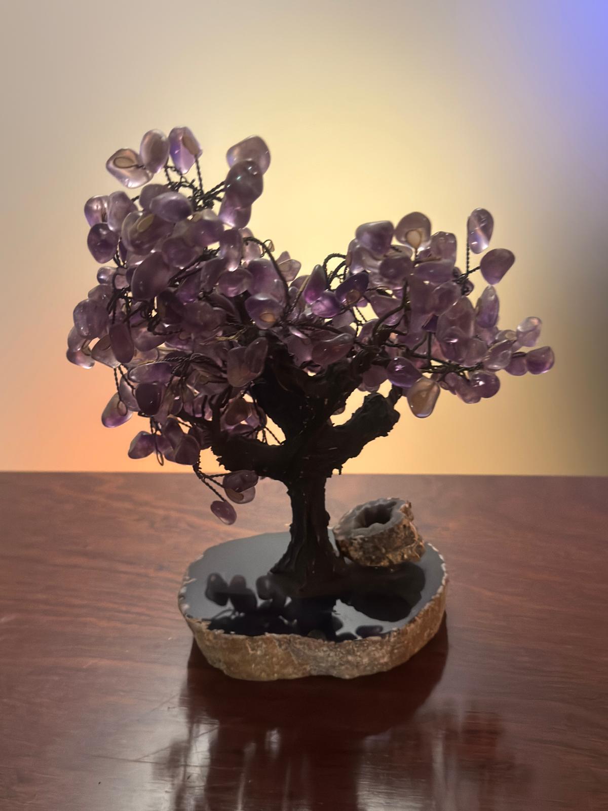 Árvore Decorativa Ametista Natural com Base em Geodo
