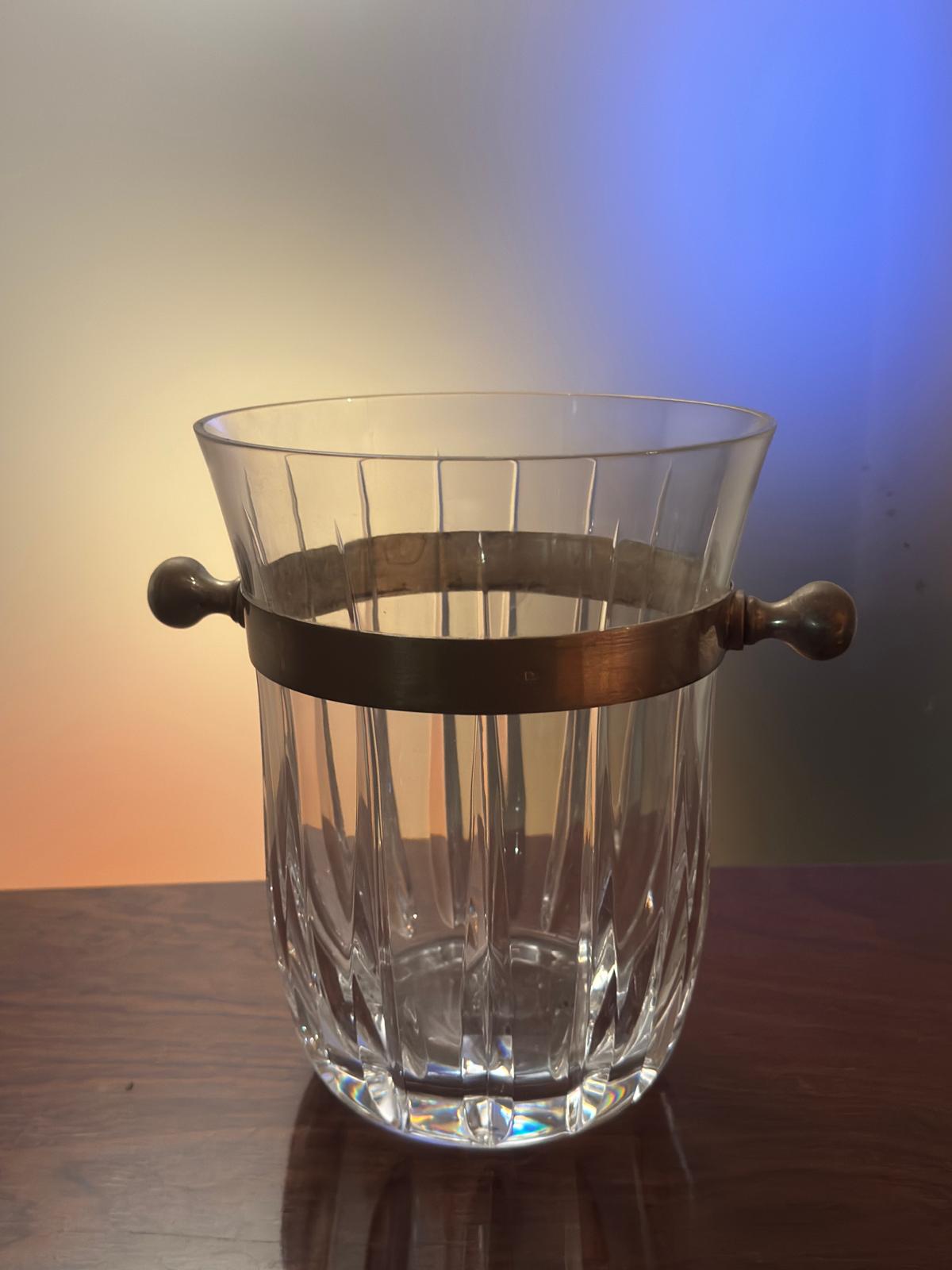 Balde de Gelo Baccarat em Cristal - Alça Prateada - Século XX