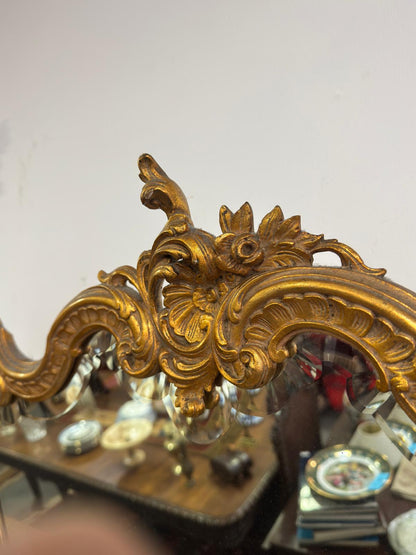 Espelho Antigo Rococó com Moldura Dourada Trabalhada