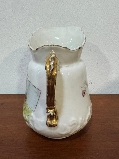 Leiteira Vista Alegre Antiga com Cena Pastoral e Asa Dourada