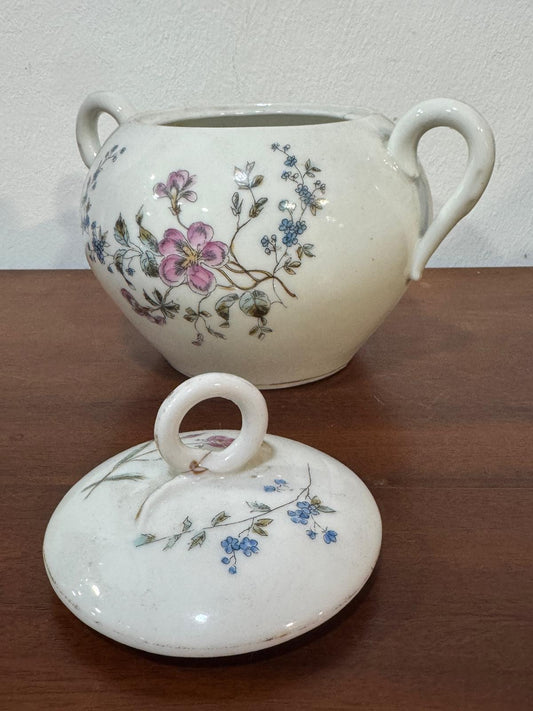 Açucareiro de Porcelana Vintage com Decoração Floral