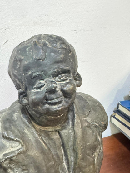 Busto em Gesso Assinado Curado - Escultura Antiga