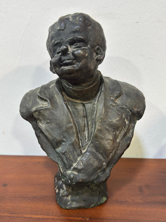 Busto em Gesso Assinado Curado - Escultura Antiga