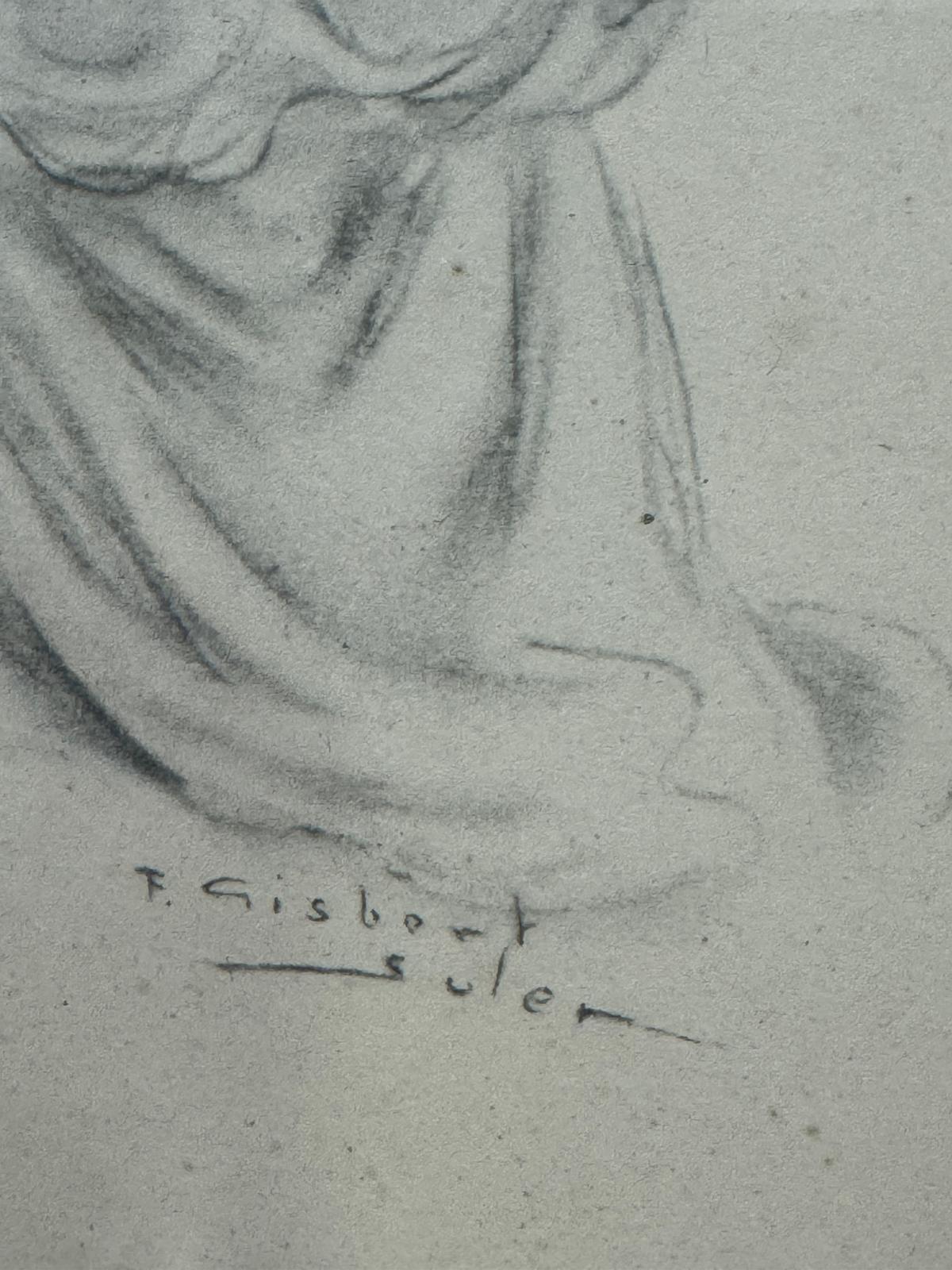 Desenho Original de Bailarina – F. Gisbert Soler | Moldura Dourada Vintage