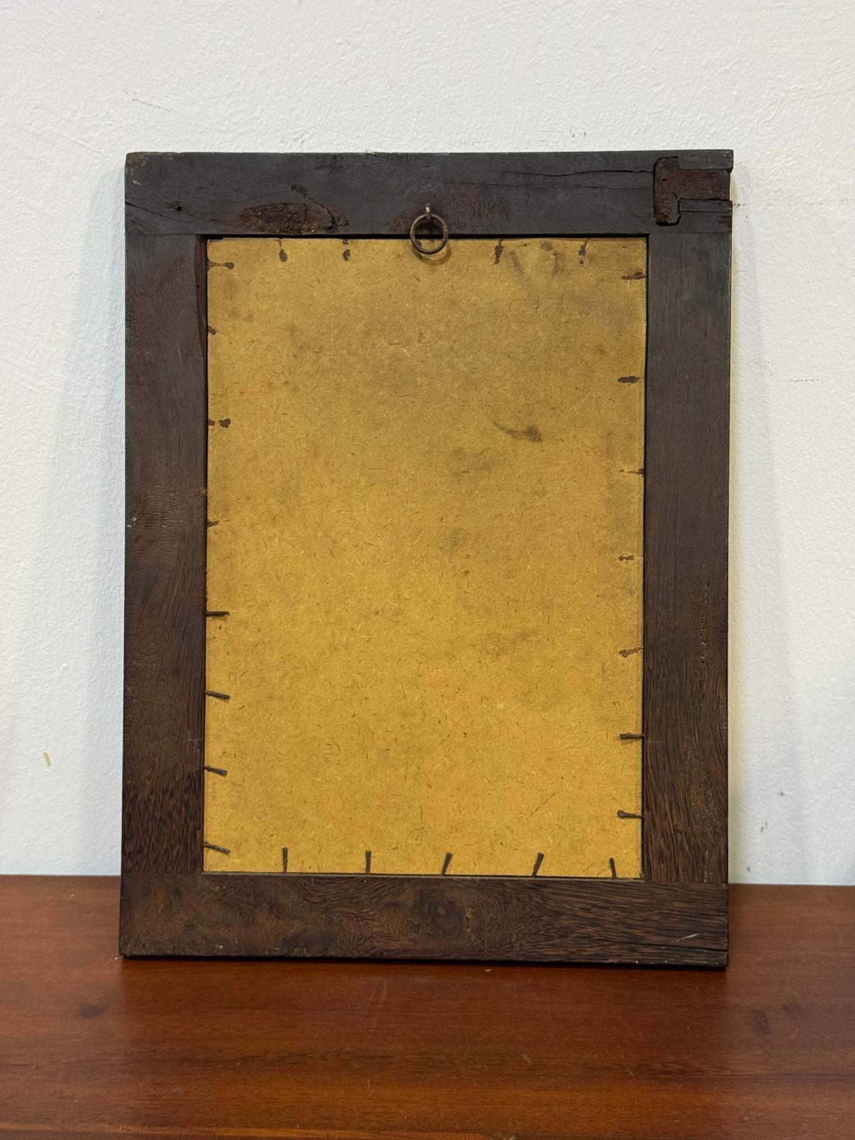 Gravura Antiga Virgen de la Silla – Moldura Madeira com Aplicações Douradas