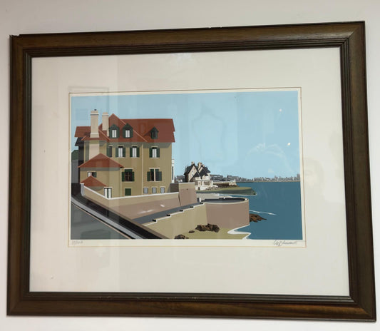 Serigrafia "Baía de Cascais" - Lupi Manso (1921-2000) Emoldurada