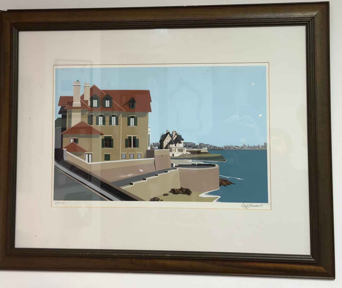 Serigrafia "Baía de Cascais" - Lupi Manso (1921-2000) Emoldurada