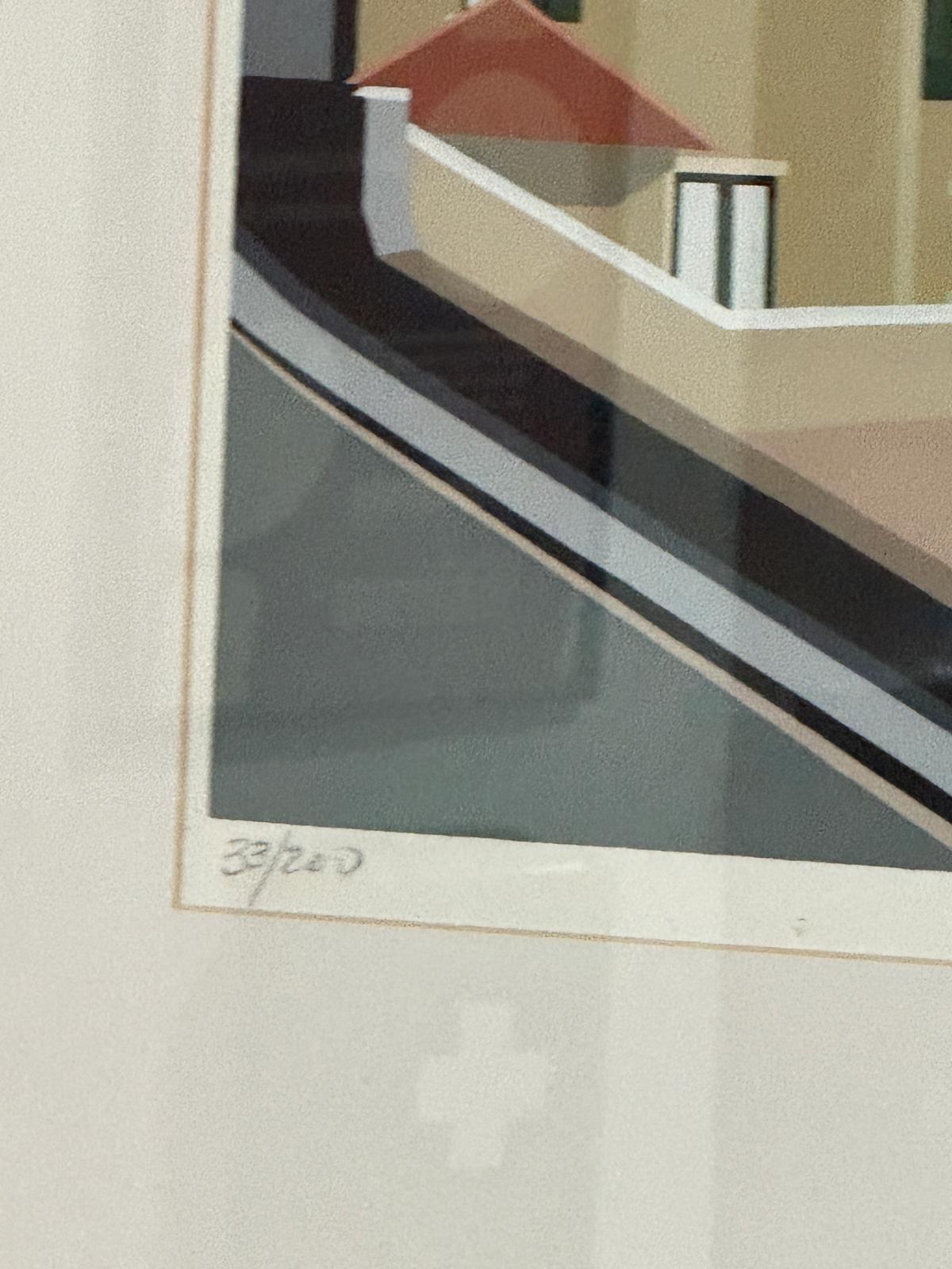 Serigrafia "Baía de Cascais" - Lupi Manso (1921-2000) Emoldurada