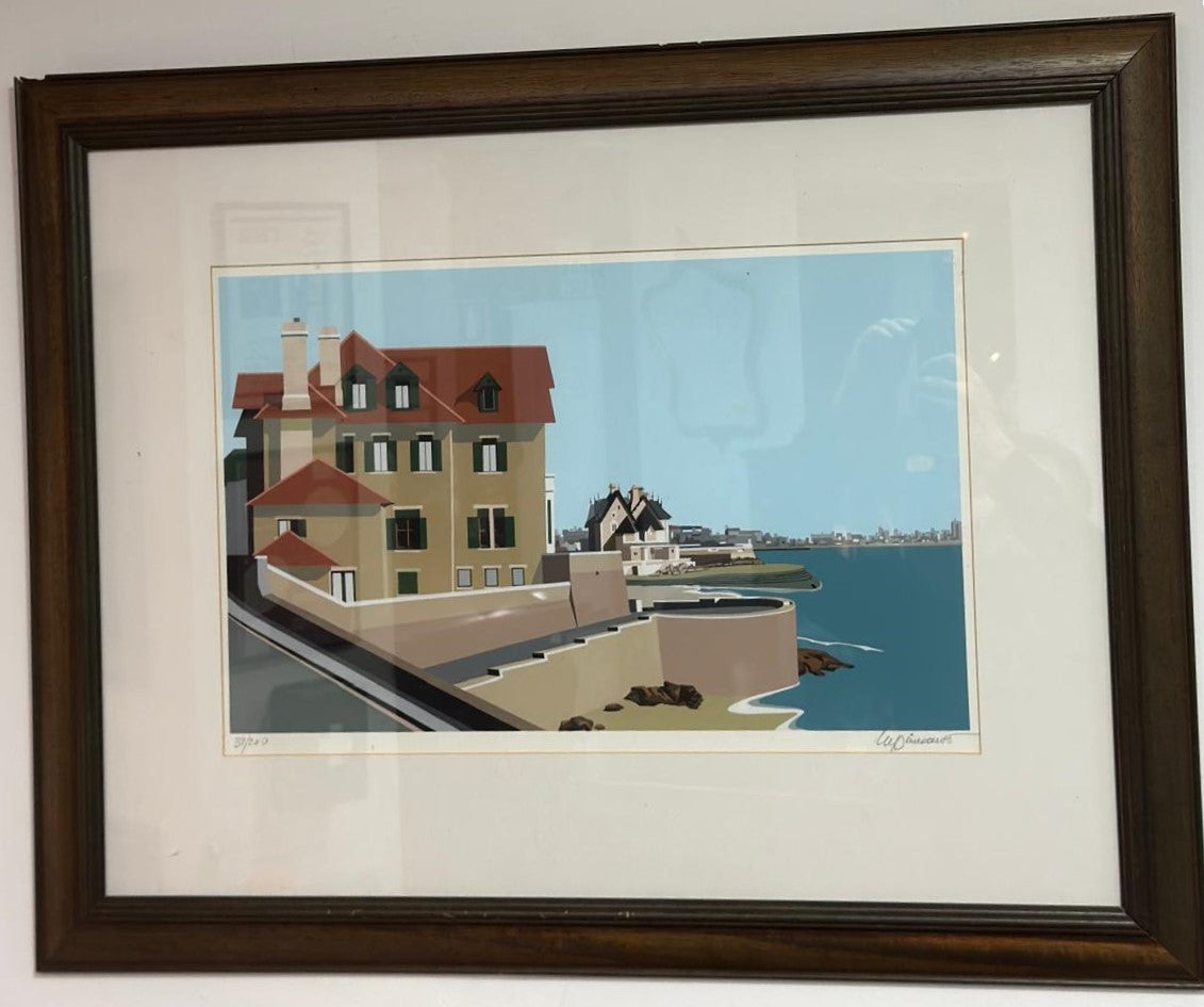 Serigrafia "Baía de Cascais" - Lupi Manso (1921-2000) Emoldurada