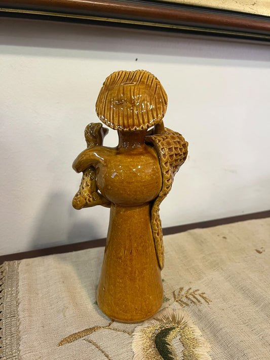 Escultura em Barro Vidrado “São João / Pastor com Cordeiro” por Júlia Ramalho (Figurado de Barcelos)