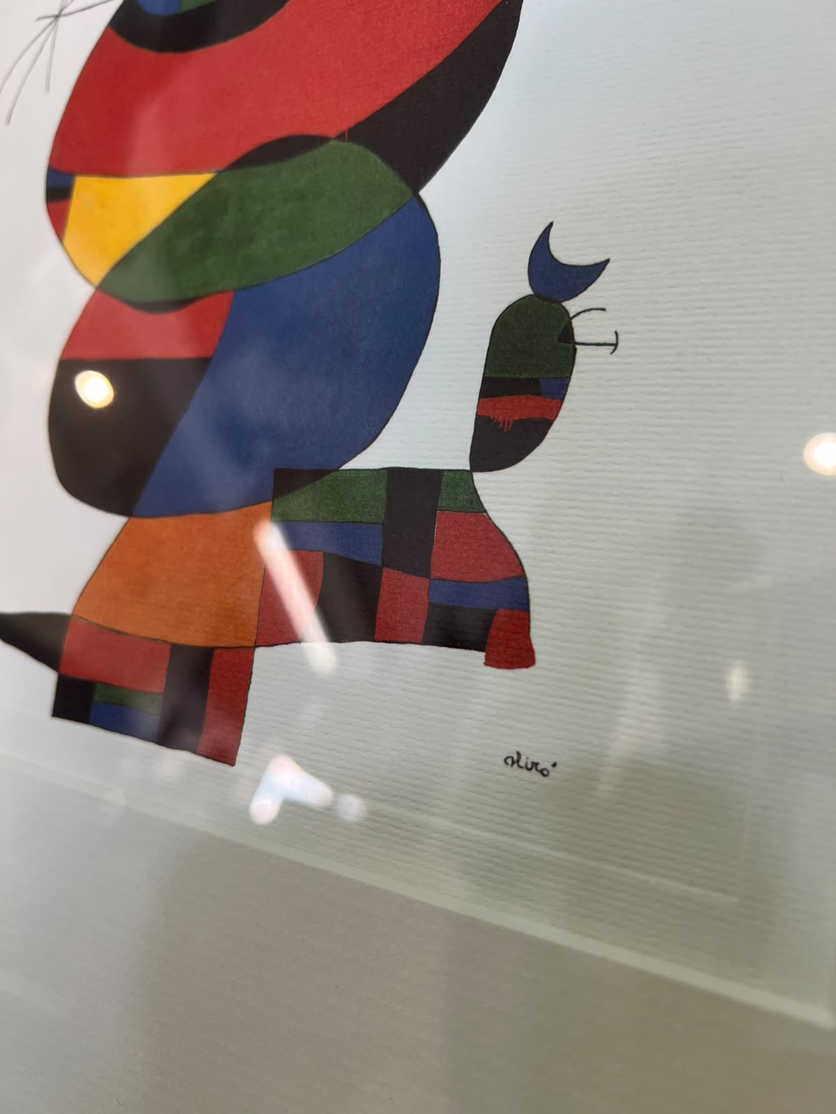 Gravura “Hommage à Picasso” de Joan Miró com Moldura Preta e Dourada