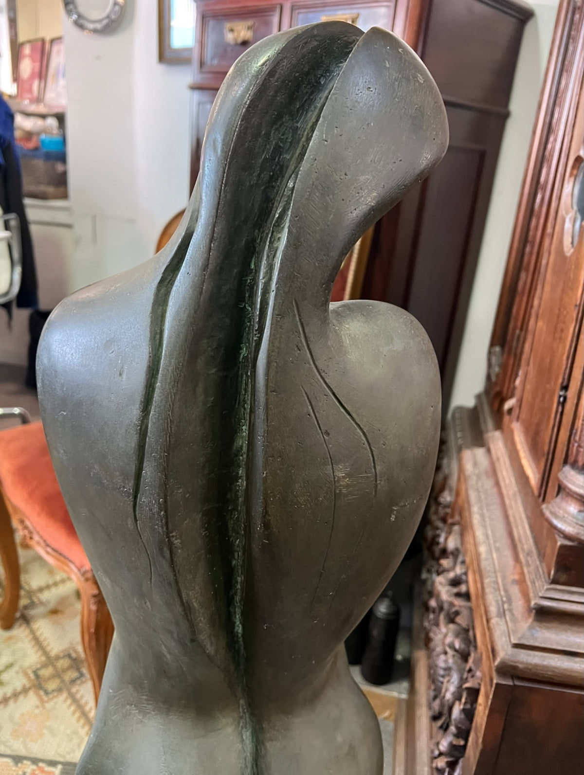Escultura Artística de Grande Formato em Bronze Maciço "Nu Feminino Estilizado"